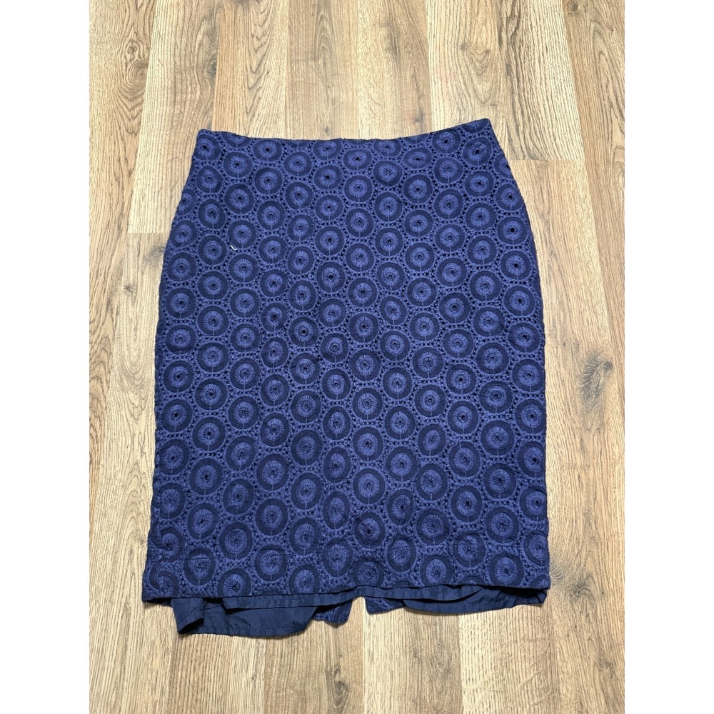 De Collection Skirt, Women's Size Large, Blue, Back Zip, Printed Straight Pencil